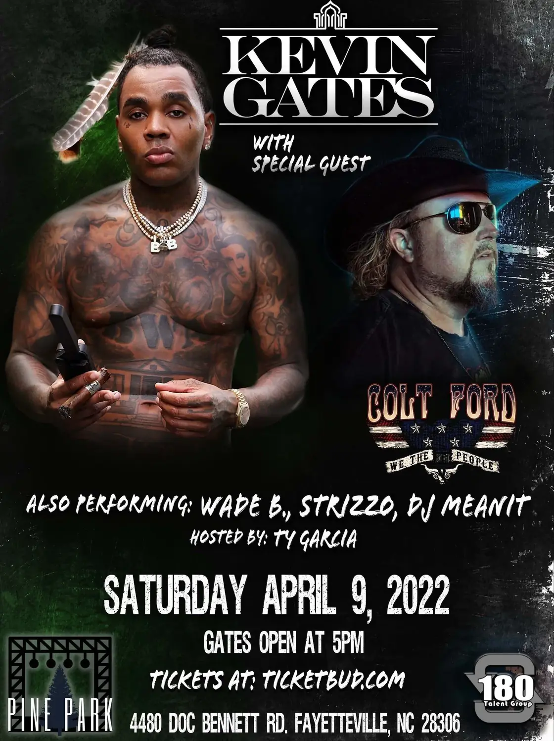 Kevin Gates + Colt Ford, live show April 9 2022 in Fayetteville, NC
